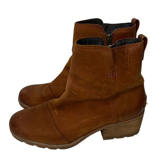 Sorel Cate Iced Tea Women’s Brown Leather Waterproof Ankle Boot Size 11 - Picture 10 of 11